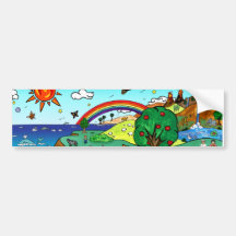 Idyllic Children's Landscape -- Paradise Binder Bumper Stickers