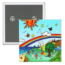 Idyllic Children's Landscape -- Paradise Binder Pin
