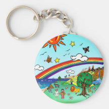 Idyllic Children's Landscape -- Paradise Binder Keychains