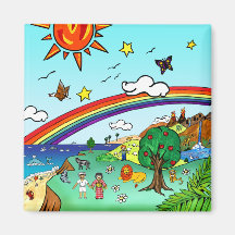 Idyllic Children's Landscape -- Paradise Binder Refrigerator Magnet