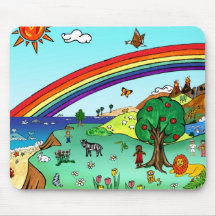 Idyllic Children's Landscape -- Paradise Binder Mouse Pads