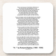 If- Poem by Rudyard Kipling (No Kipling Picture) Coasters