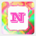 Ikat Tie Dye Retro Pattern Sticker Label