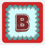 Ikat ZigZag Stripes Curly Frame Sticker Label