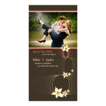 Ikebana Frangipani Pink Tropical Flower Wedding Photo Card Template