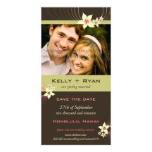 Ikebana Frangipani Pink Tropical Flower Wedding Personalised Photo Card