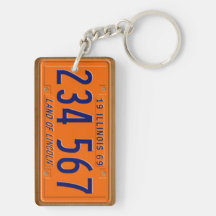 Illinois 1969 Vintage License Plate Keychain Rectangle Acrylic Keychain
