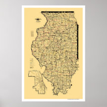 Illinois Railroad Map 1897 Posters