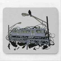 Illustrated El Train & Crows Mouse Mat
