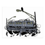Illustrated El Train & Crows Postcard