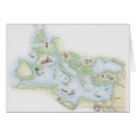 Illustrated map of Roman Empire Greeting Cards