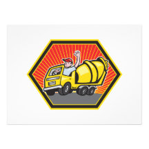 Illustration of a construction worker driver drivi custom invitations