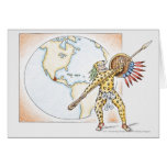 Illustration of Aztec Jaguar Warrior Greeting Card