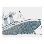 Illustration of passenger falling from the Titanic Postcard