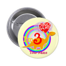 I'm 3 Birthday Celebrate Dinosaur Your Name Button
