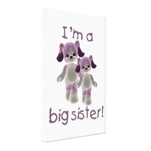 I'm a big sister (purple puppies) stretched canvas print
