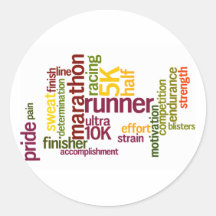 I'm a Runner Words Round Stickers