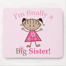 I'm Finally a Big Sister Ethnic Stick Figure Girl Mousepads