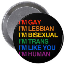 I'M GLBT I'M HUMAN PINS