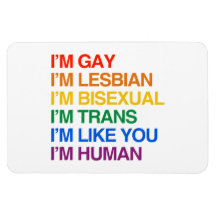 I'M GLBT I'M HUMAN RECTANGULAR MAGNETS