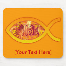 I'm on FIRE for Christ - Christian Fish Symbol Mousemats
