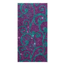 Image of swirly purple and turquoise glitter photo card