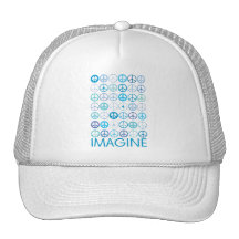 IMAGINE - Blue International Peace Signs Trucker Hat