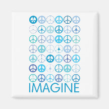IMAGINE - Blue International Peace Signs Fridge Magnets
