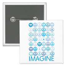 IMAGINE - Blue International Peace Signs Pin