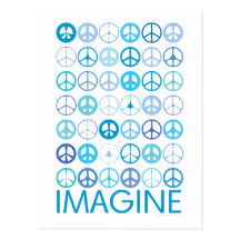 IMAGINE - Blue International Peace Signs Post Card