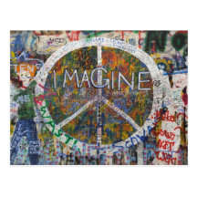 imagine wall in prague post card