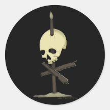 Impaled Skull Round Sticker
