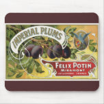 Imperial Plums, Vintage Fruit Crate Label Art Mouse Pad