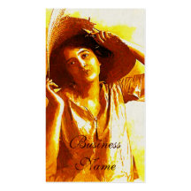 Impressionist Girl With Straw Hat Business Cards