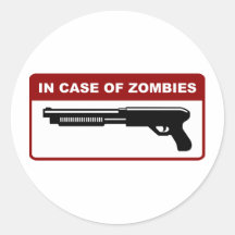 In Case Of Zombies Round Sticker