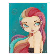 In Colour - fairy mermaid punk rainbow post card