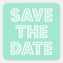 In Lights Save The Date Stickers Pale Green/White