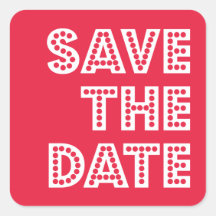 In Lights Save The Date Stickers (Red / White)