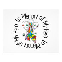 In Memory of My Hero Autism Angel Wings Invitations