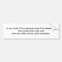 In my world: Yarn comes from cats... Bumper Sticker