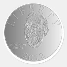In Ron Paul We Trust Liberty Coin 2012 Round Stickers