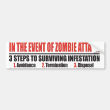 In The Event of Zombie Attack BUMPER STICKER