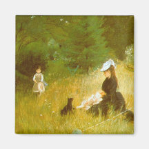 In the Grass by Berthe Morisot Fridge Magnets