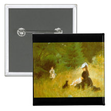 In the Grass by Berthe Morisot Pinback Button