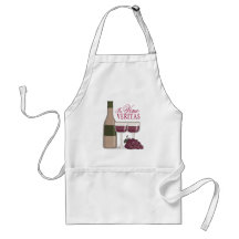 In Vino Veritas Wine Bottle Glasses & Grapes Apron