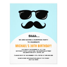 Incognito blue and orange surprise party invite