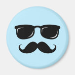 Incognito blue magnet with moustache and sunglasse