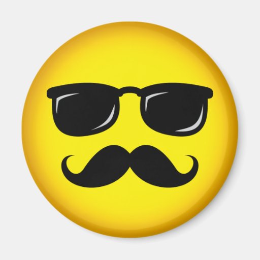 Incognito yellow moustache smiley magnet