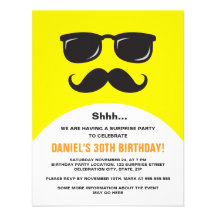 Incognito yellow surprise party invitation