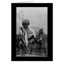 Indian Fakir With Two Monkies in India 1890 Cards